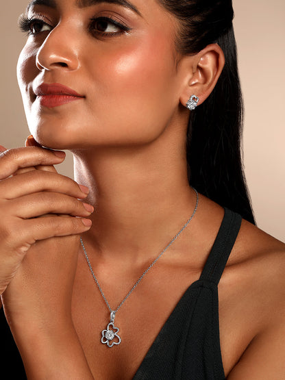 Sterling Silver With Cubic Zirconia And Silver Plating.