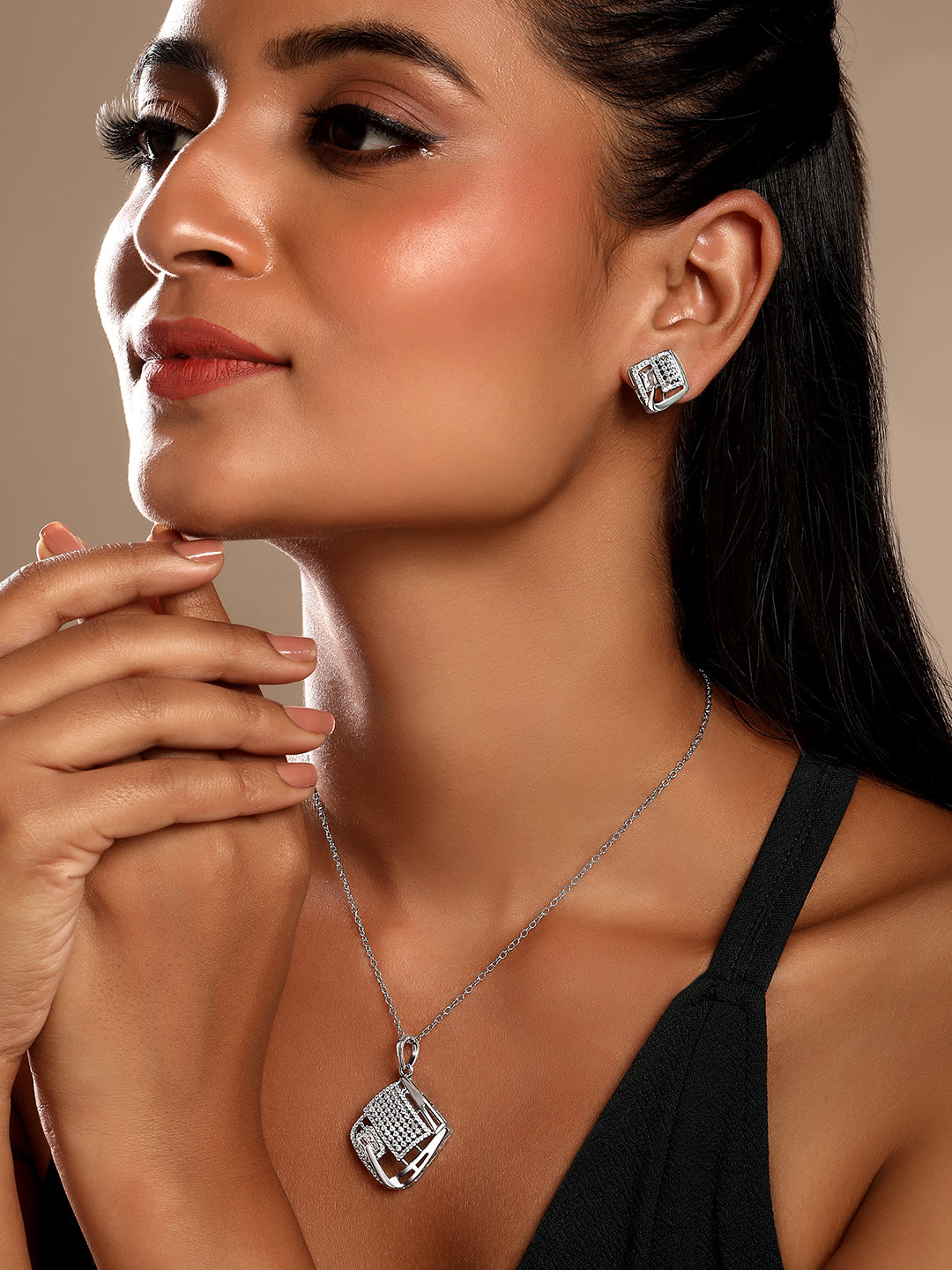 Sterling Silver With Cubic Zirconia And Silver Plating.