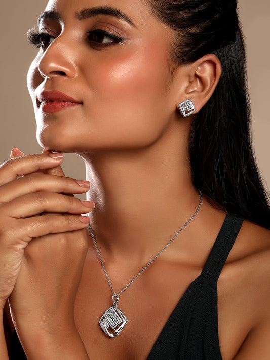 Sterling Silver With Cubic Zirconia And Silver Plating.