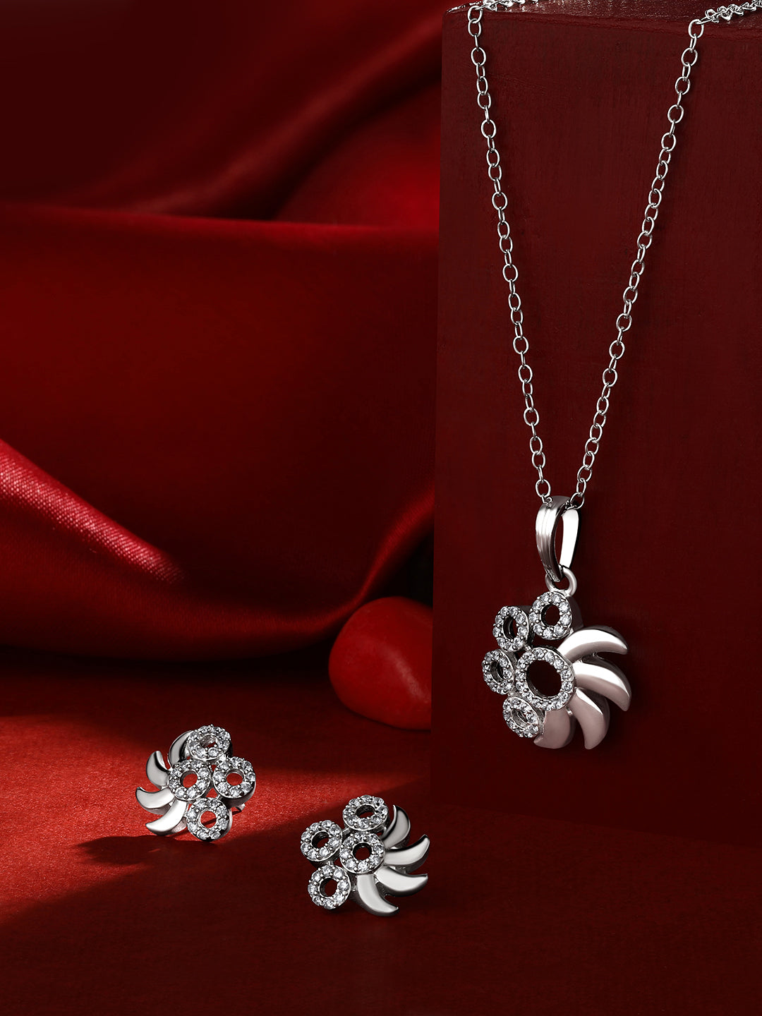 Sterling Silver With Cubic Zirconia And Silver Plating.