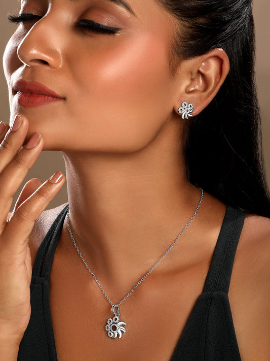 Sterling Silver With Cubic Zirconia And Silver Plating.