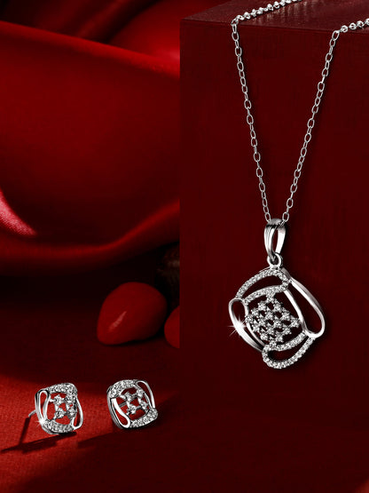 Sterling Silver With Cubic Zirconia And Silver Plating.