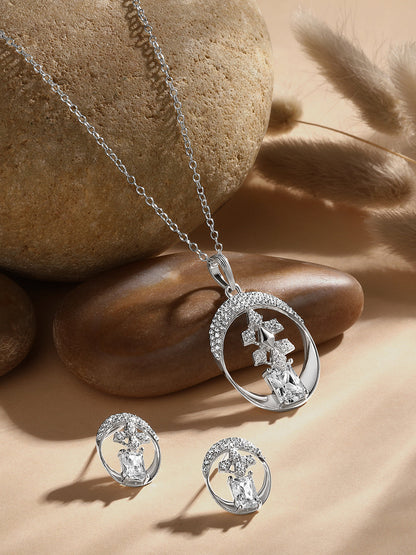 Sterling Silver With Cubic Zirconia And Silver Plating.