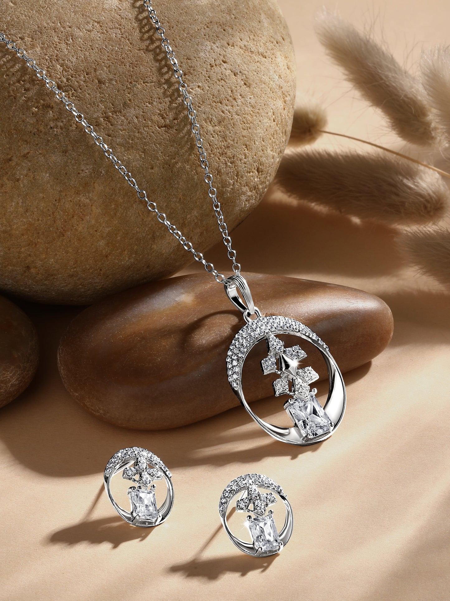 Sterling Silver With Cubic Zirconia And Silver Plating.