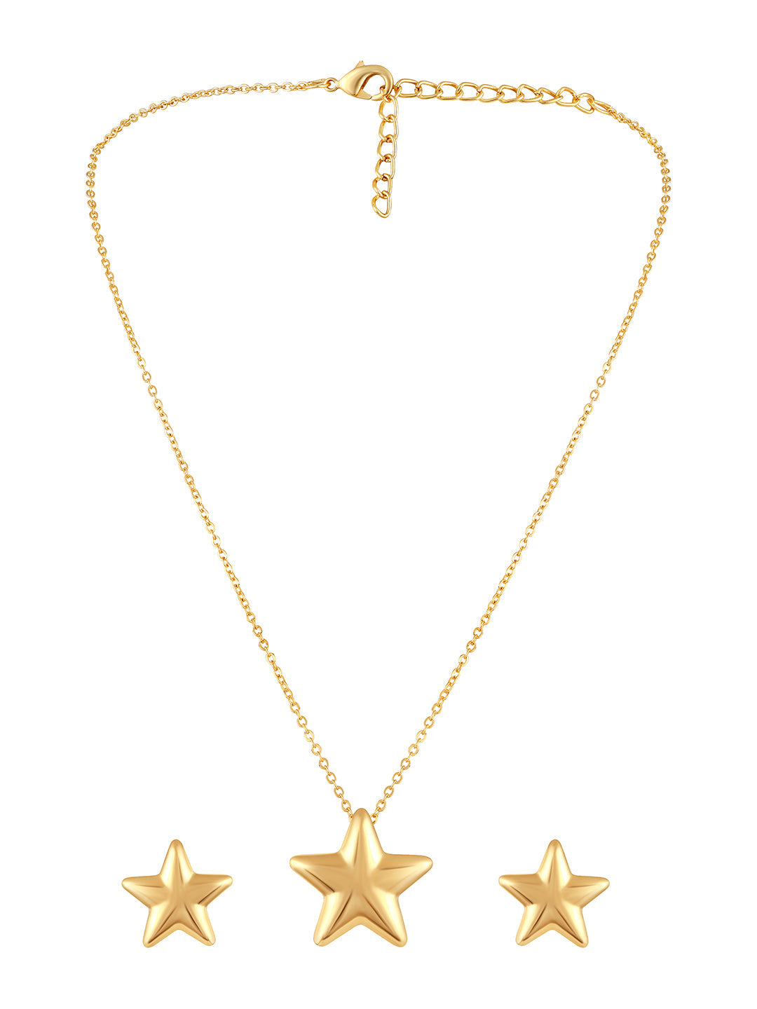Gold Plated Handcrafted Pendant Set With Stud Earring