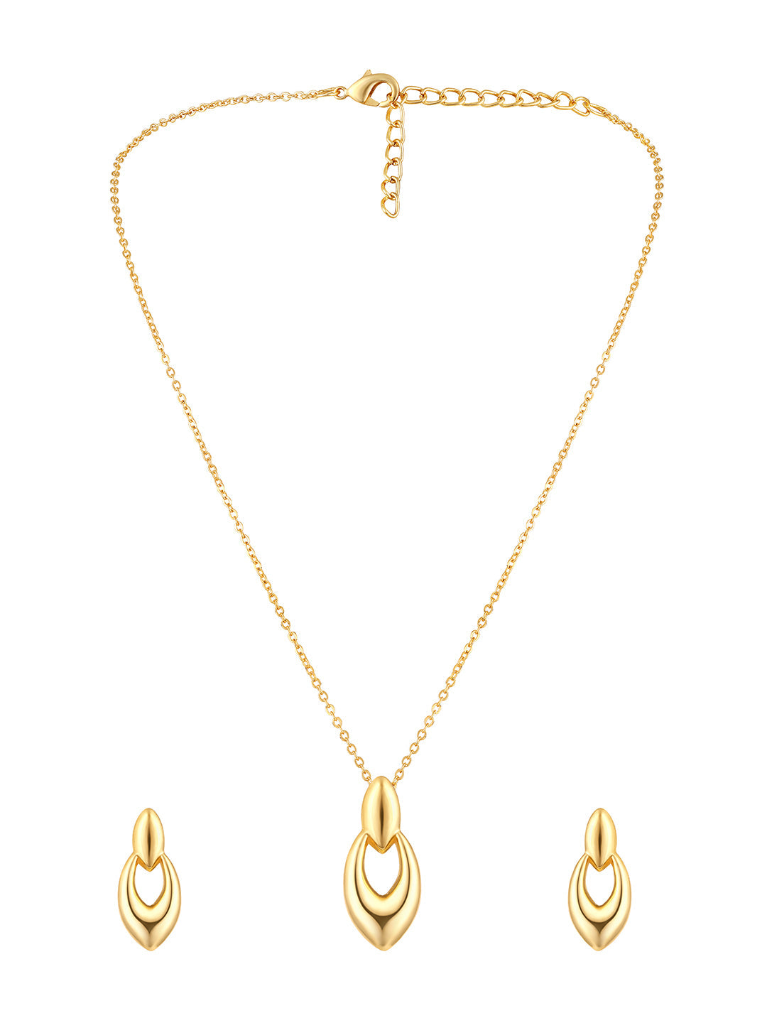 Gold Plated Handcrafted Pendant Set With Stud Earring