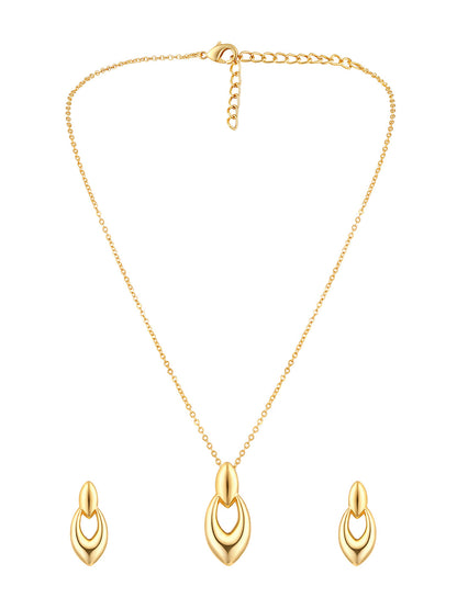 Gold Plated Handcrafted Pendant Set With Stud Earring