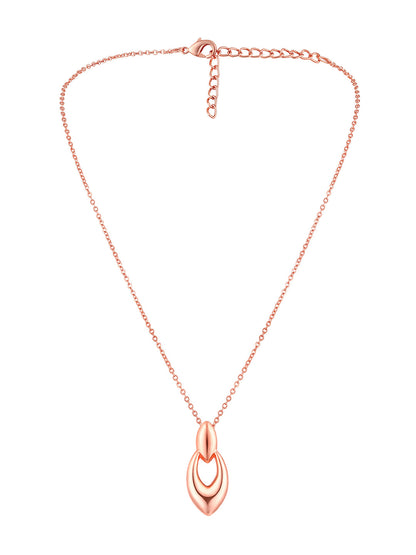 Rose Gold Plating Handcrafted Pendant Set With Stud Earring