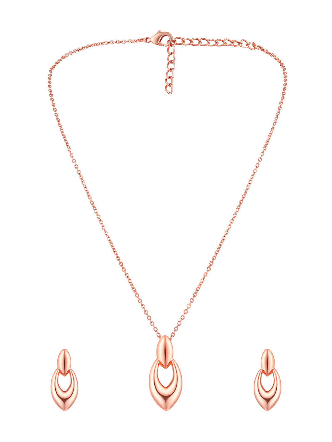 Rose Gold Plating Handcrafted Pendant Set With Stud Earring