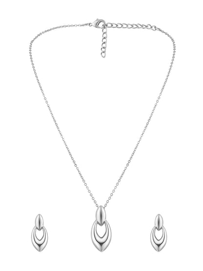 Silver Plating Handcrafted Pendant Set With Stud Earring