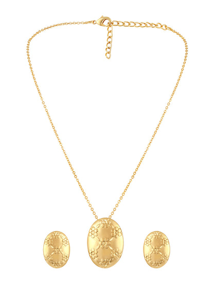 Gold Plated Handcrafted Pendant Set With Stud Earring