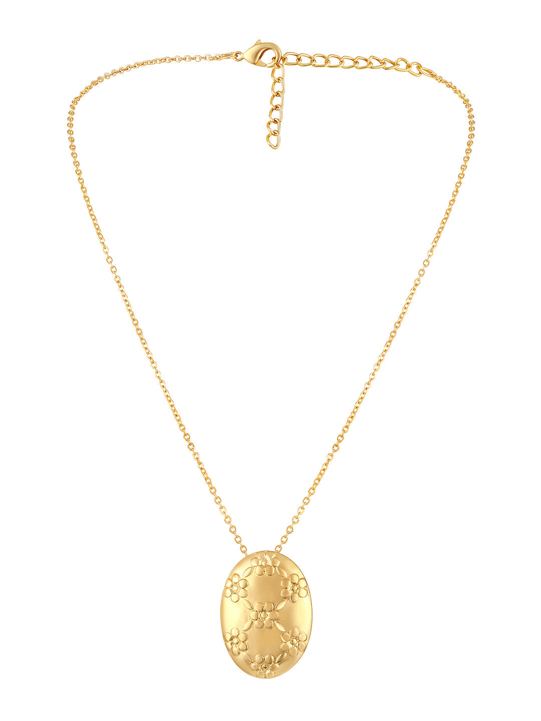 Gold Plated Handcrafted Pendant Set With Stud Earring