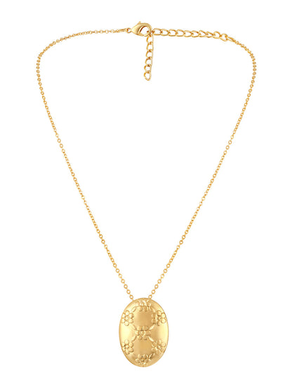 Gold Plated Handcrafted Pendant Set With Stud Earring
