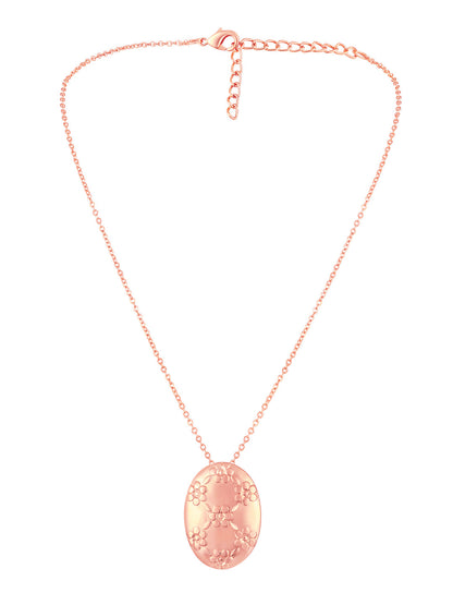 Rose Gold Plating Handcrafted Pendant Set With Stud Earring
