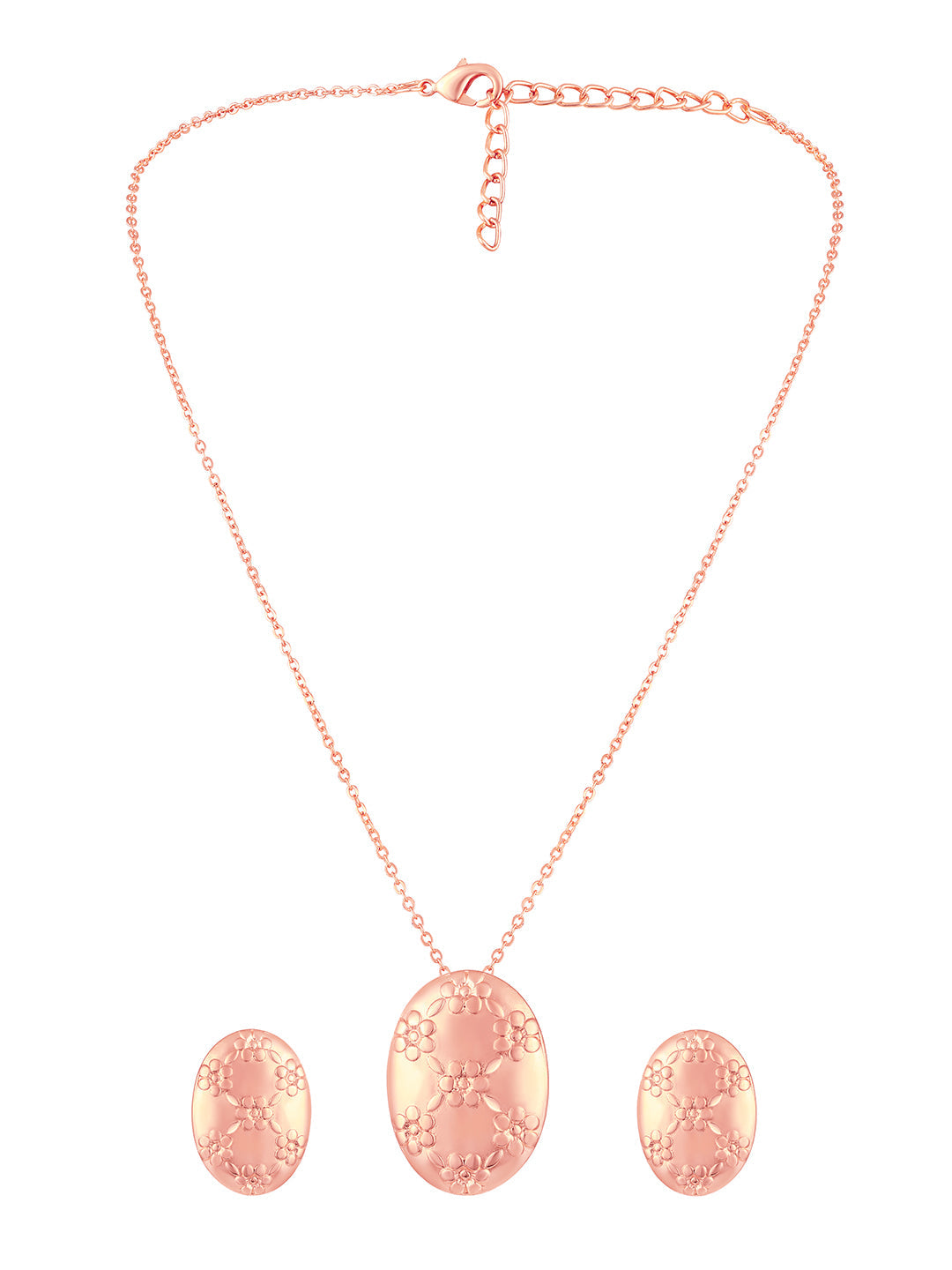 Rose Gold Plating Handcrafted Pendant Set With Stud Earring