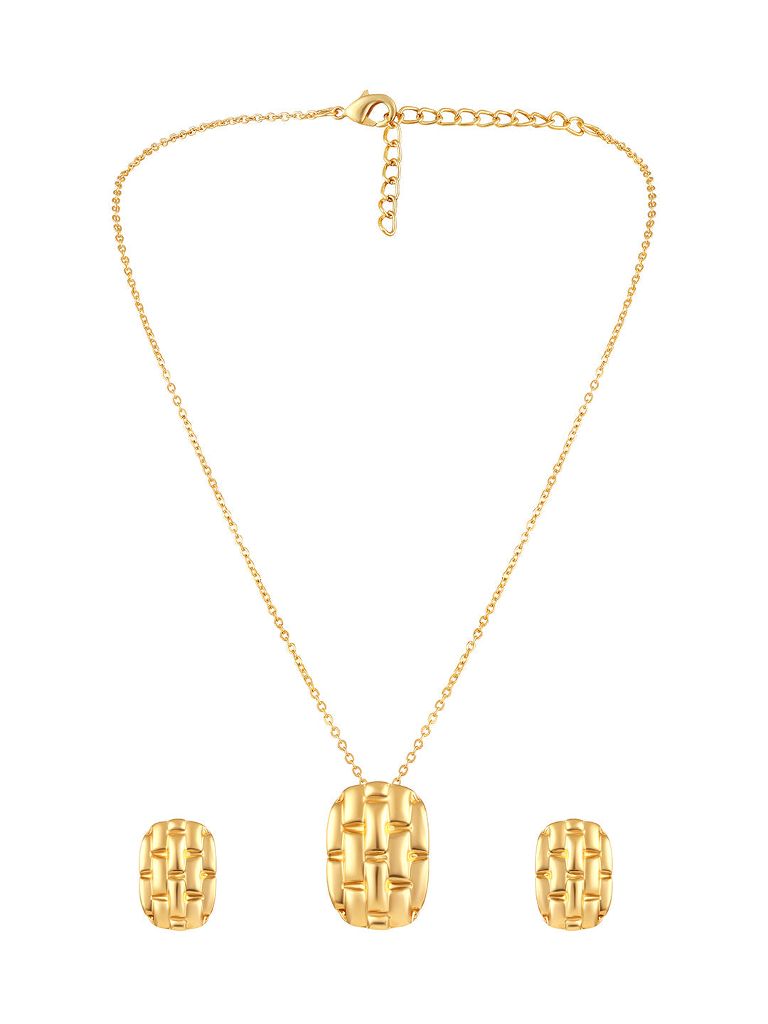 Gold Plated Handcrafted Pendant Set With Stud Earring