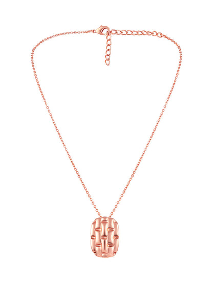 Rose Gold Plating Handcrafted Pendant Set With Stud Earring