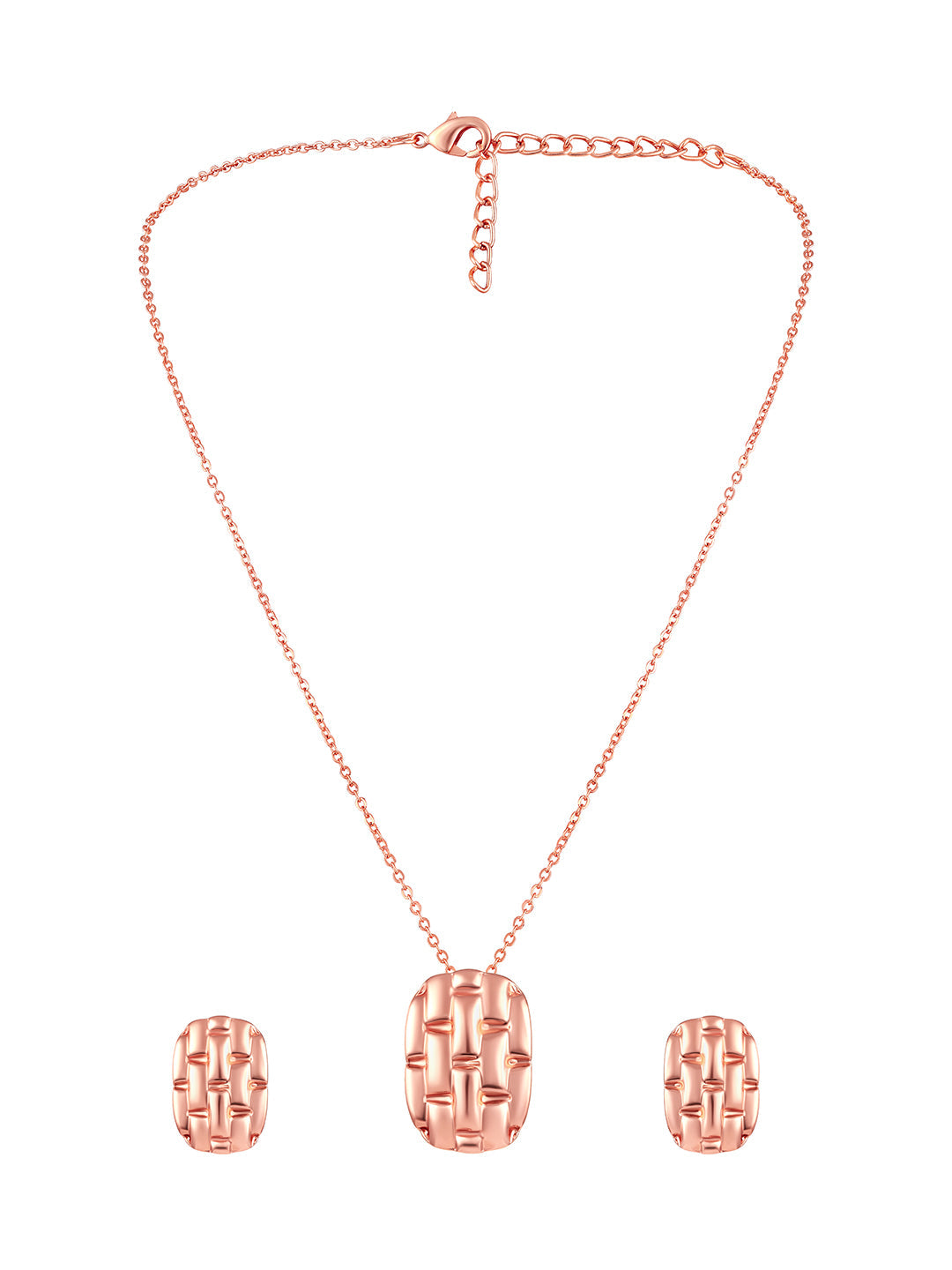 Rose Gold Plating Handcrafted Pendant Set With Stud Earring