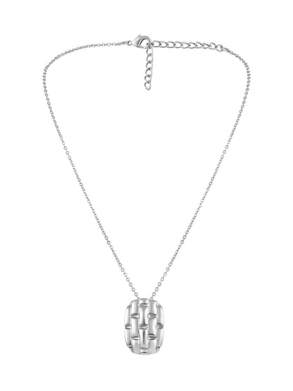 Silver Plating Handcrafted Pendant Set With Stud Earring