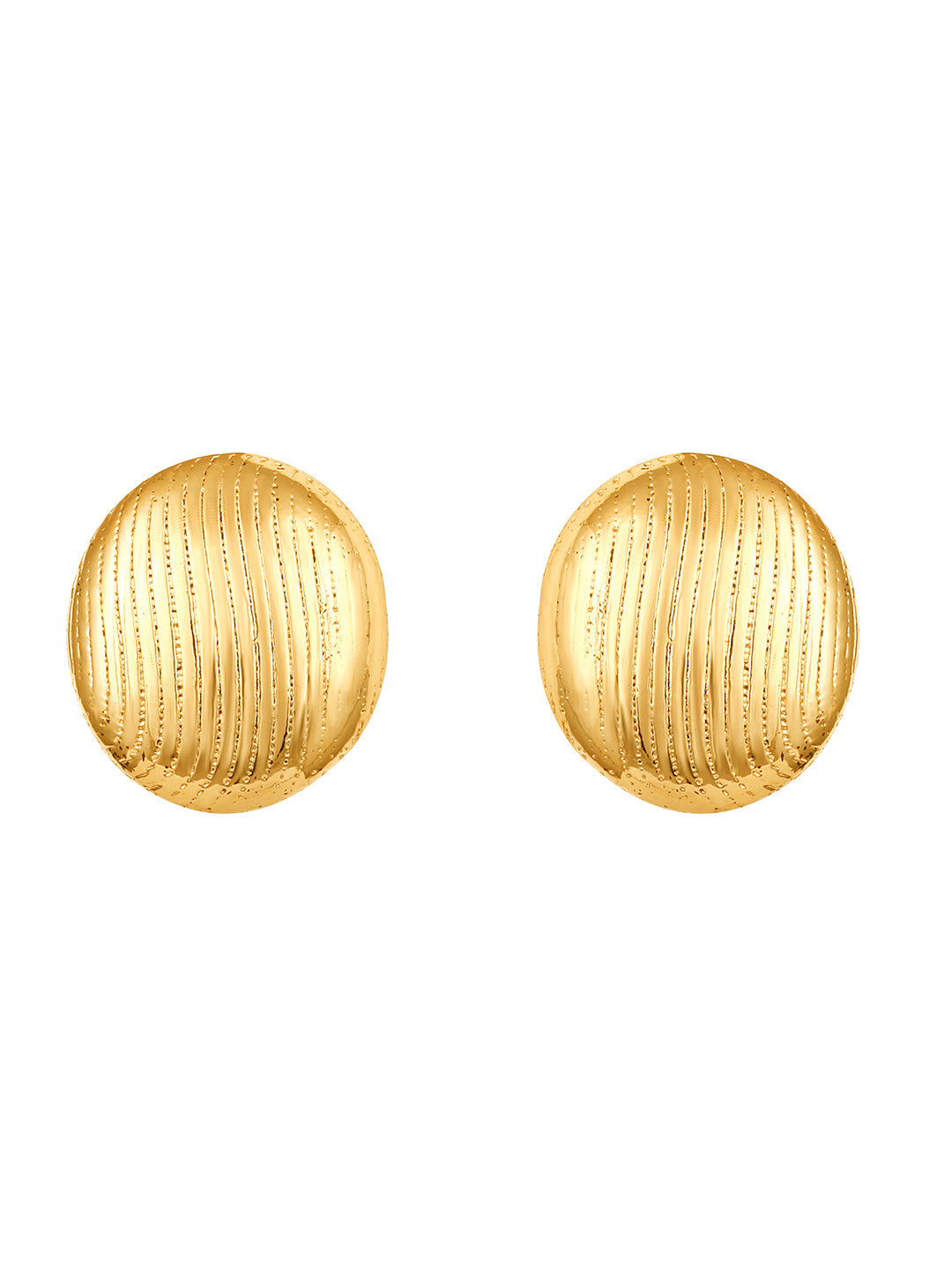 Gold-Plated Textured Circular Pendant Necklace Set with Matching Stud Earrings