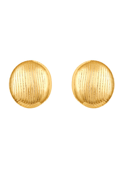 Gold-Plated Textured Circular Pendant Necklace Set with Matching Stud Earrings