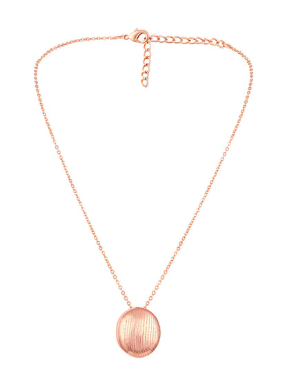 Rose Gold Plating Handcrafted Pendant Set With Stud Earring