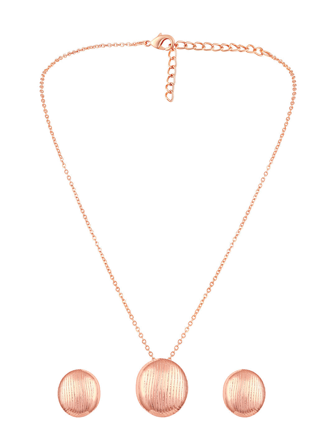 Rose Gold Plating Handcrafted Pendant Set With Stud Earring
