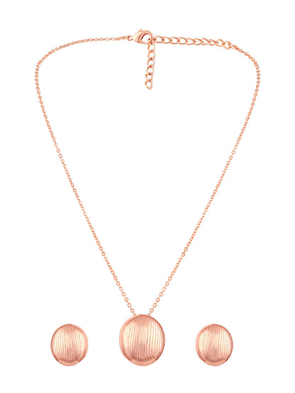 Rose Gold Plating Handcrafted Pendant Set With Stud Earring