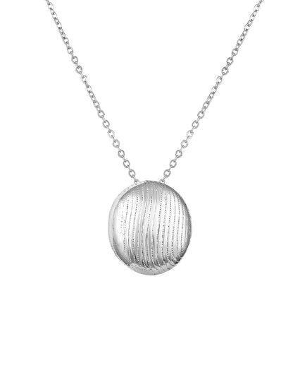 Silver-Toned Textured Orb Pendant Necklace & Earrings Set
