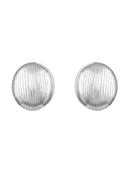 Silver-Toned Textured Orb Pendant Necklace & Earrings Set