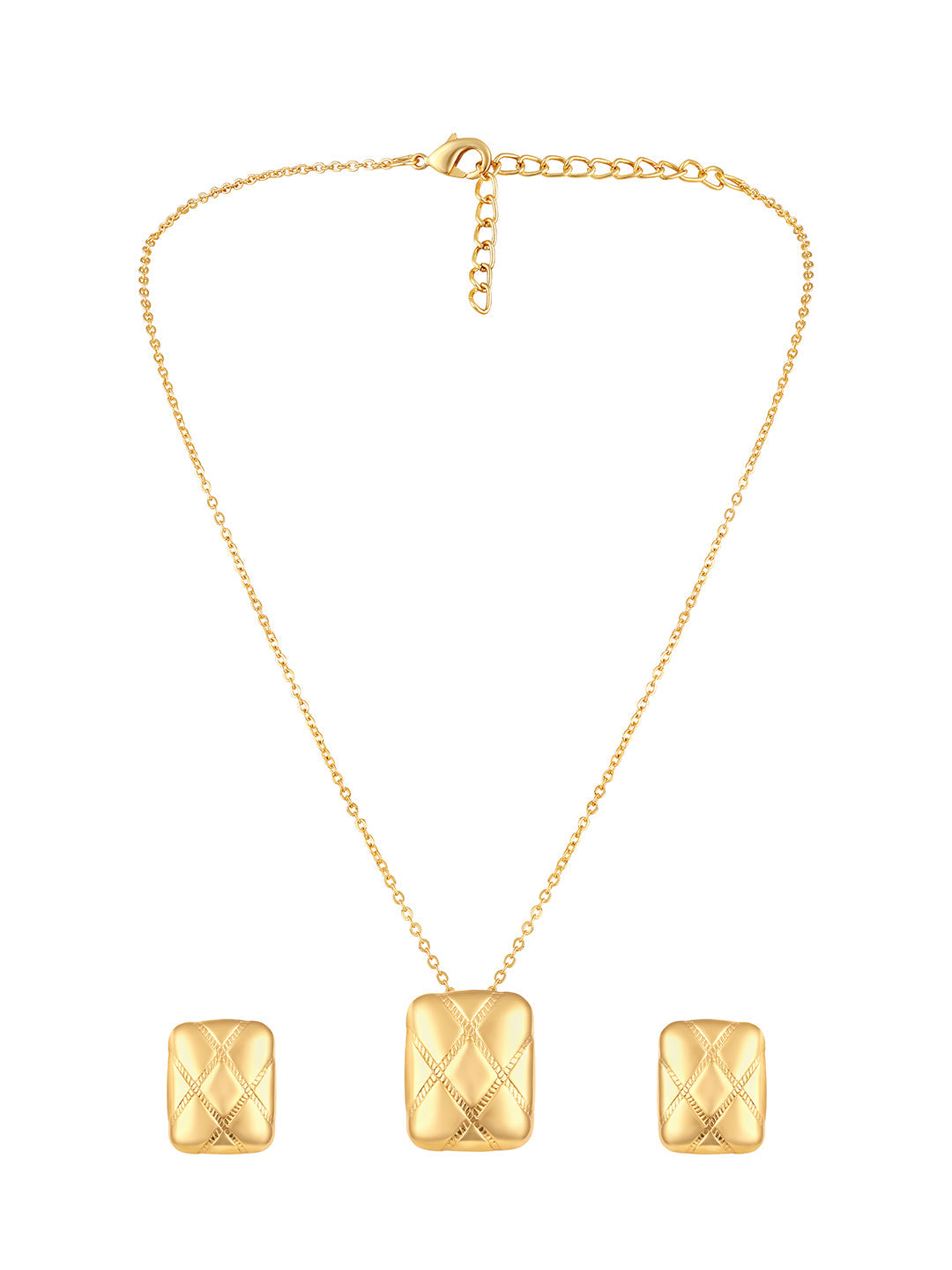 Gold Plated Handcrafted Pendant Set With Stud Earring