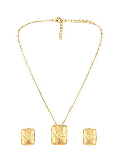 Gold Plated Handcrafted Pendant Set With Stud Earring