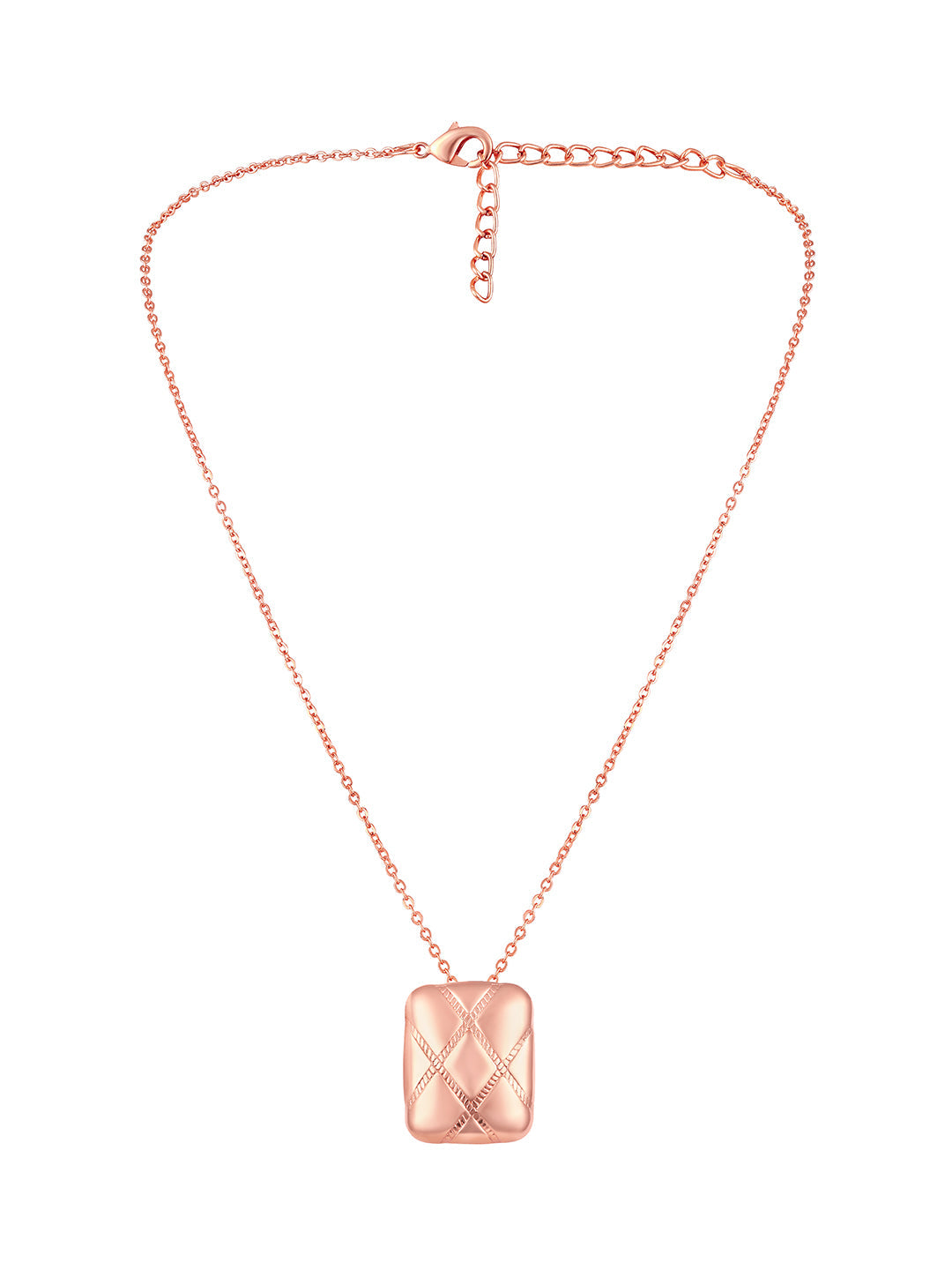 Rose Gold Plating Handcrafted Pendant Set With Stud Earring