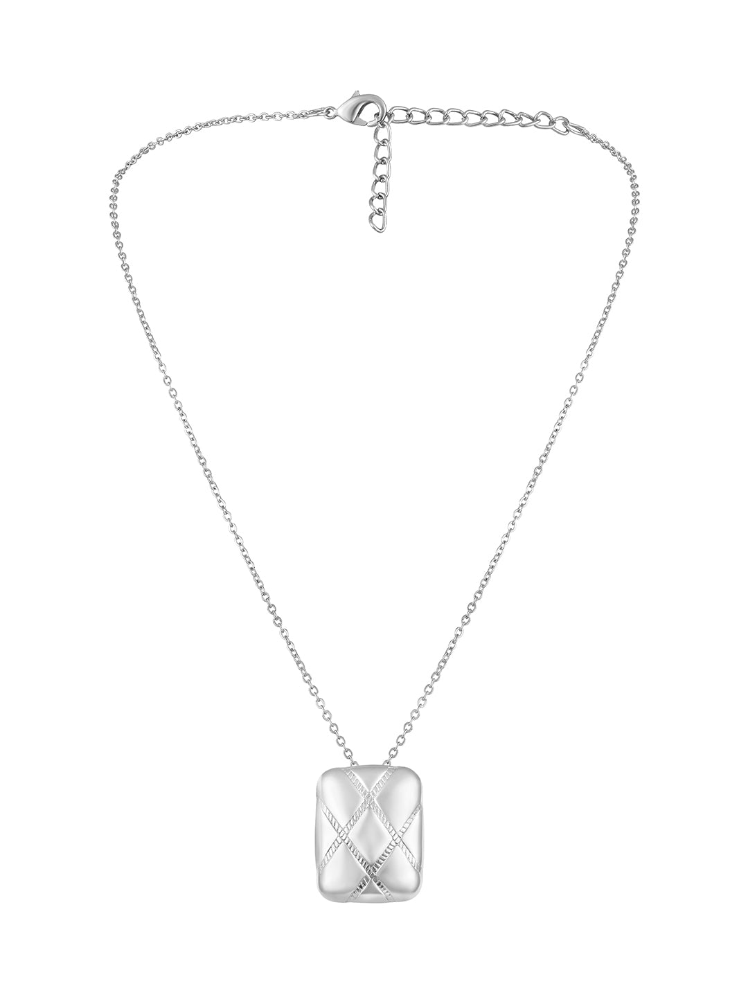 Silver Plated Handcrafted Pendant Set With Stud Earring