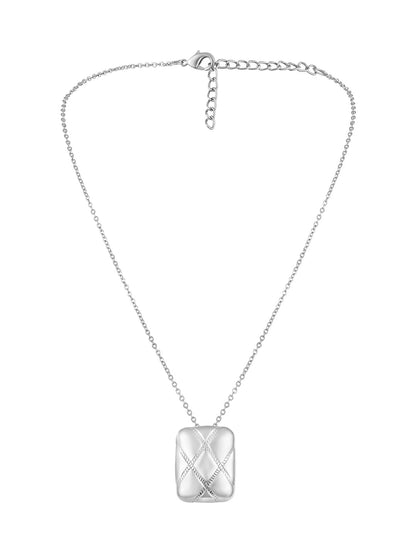 Silver Plated Handcrafted Pendant Set With Stud Earring