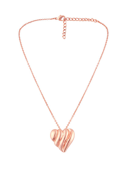 Rose Gold Plating Handcrafted Pendant Set With Stud Earring