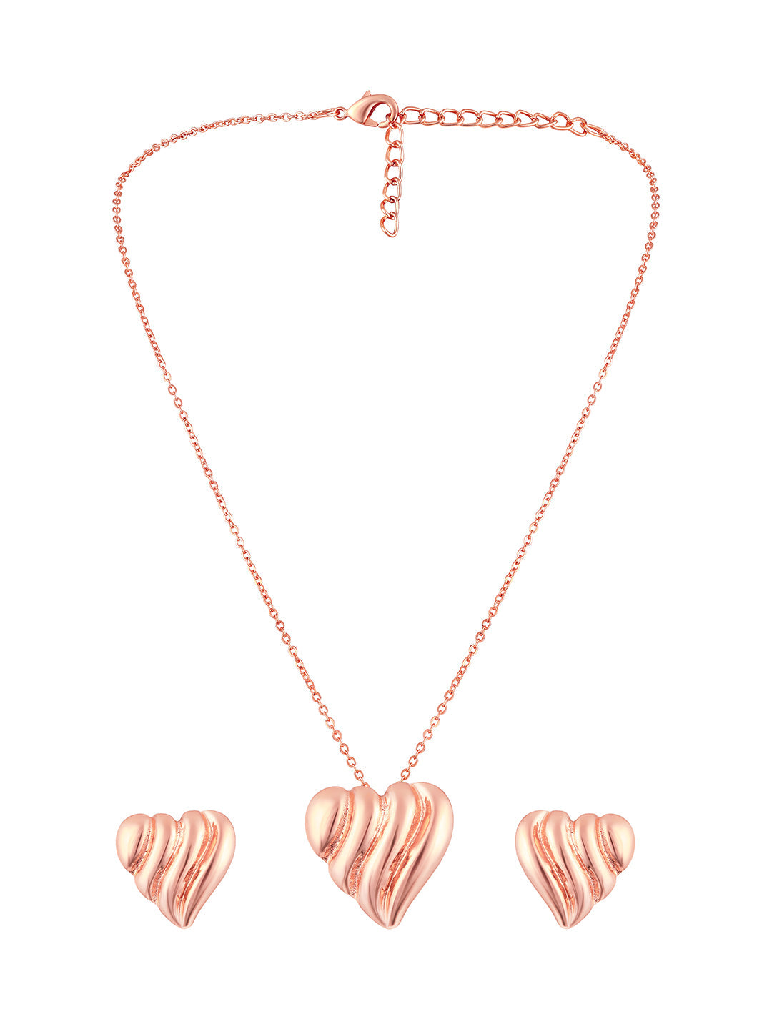 Rose Gold Plating Handcrafted Pendant Set With Stud Earring
