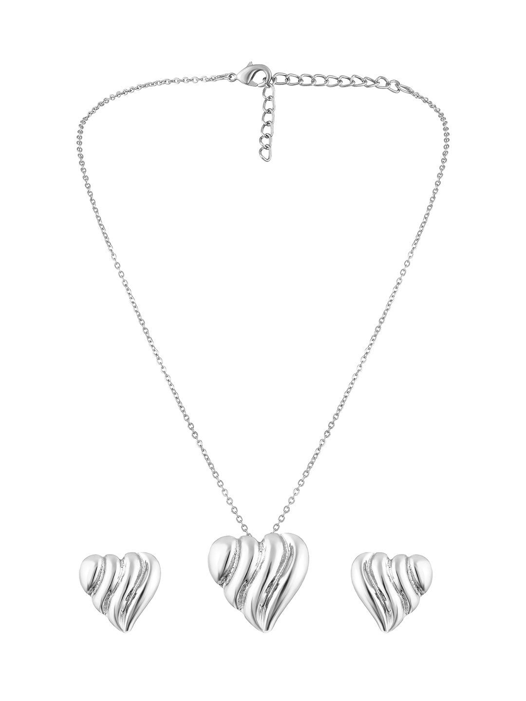 Silver Plating Handcrafted Pendant Set With Stud Earring