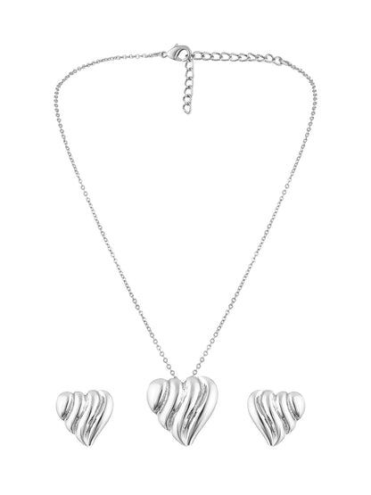 Silver Plating Handcrafted Pendant Set With Stud Earring