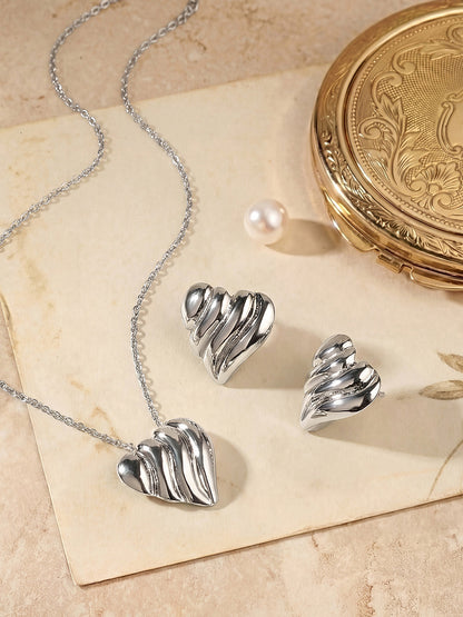 Silver Plating Handcrafted Pendant Set With Stud Earring