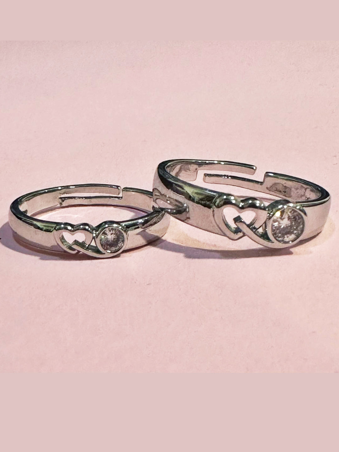 Rhodium Plating Cubic Zirconia Ring Set