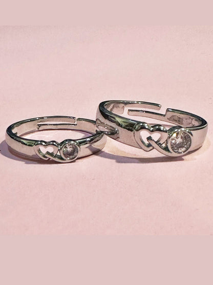 Rhodium Plating Cubic Zirconia Ring Set