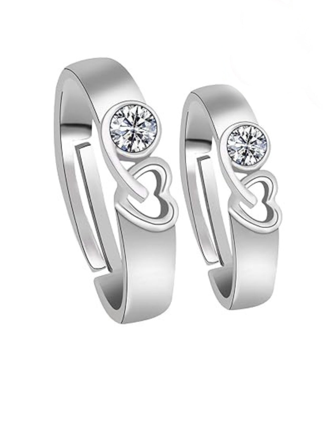 Rhodium Plating Cubic Zirconia Ring Set