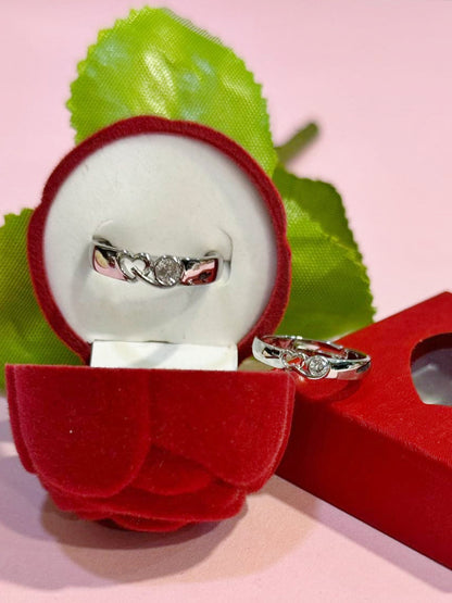 Rhodium Plating Cubic Zirconia Ring Set