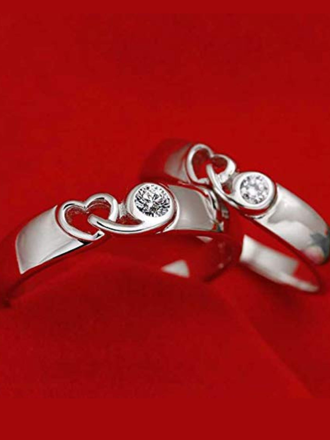 Rhodium Plating Cubic Zirconia Ring Set