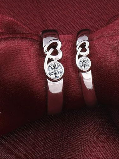 Rhodium Plating Cubic Zirconia Ring Set