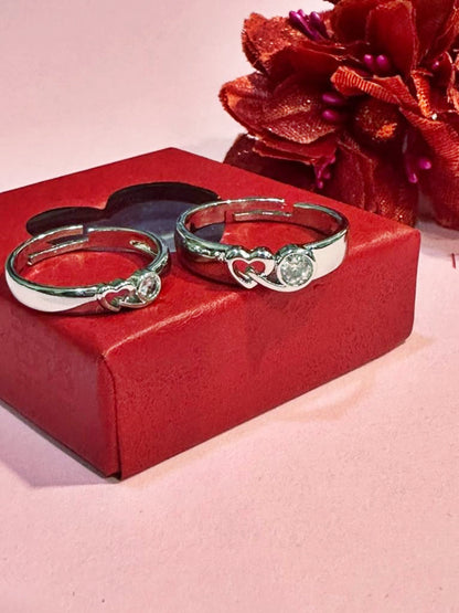 Rhodium Plating Cubic Zirconia Ring Set