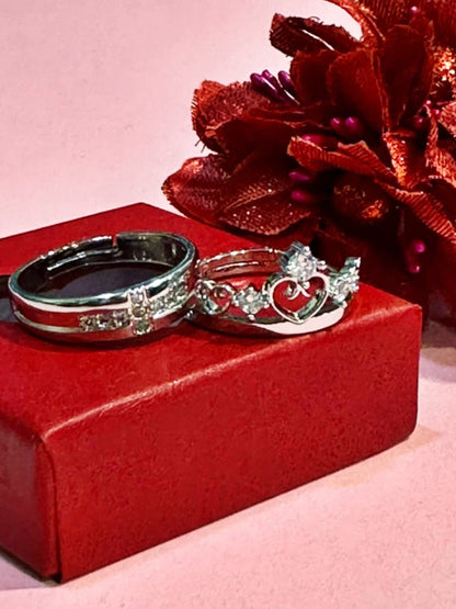 Rhodium Plating Cubic Zirconia Ring Set