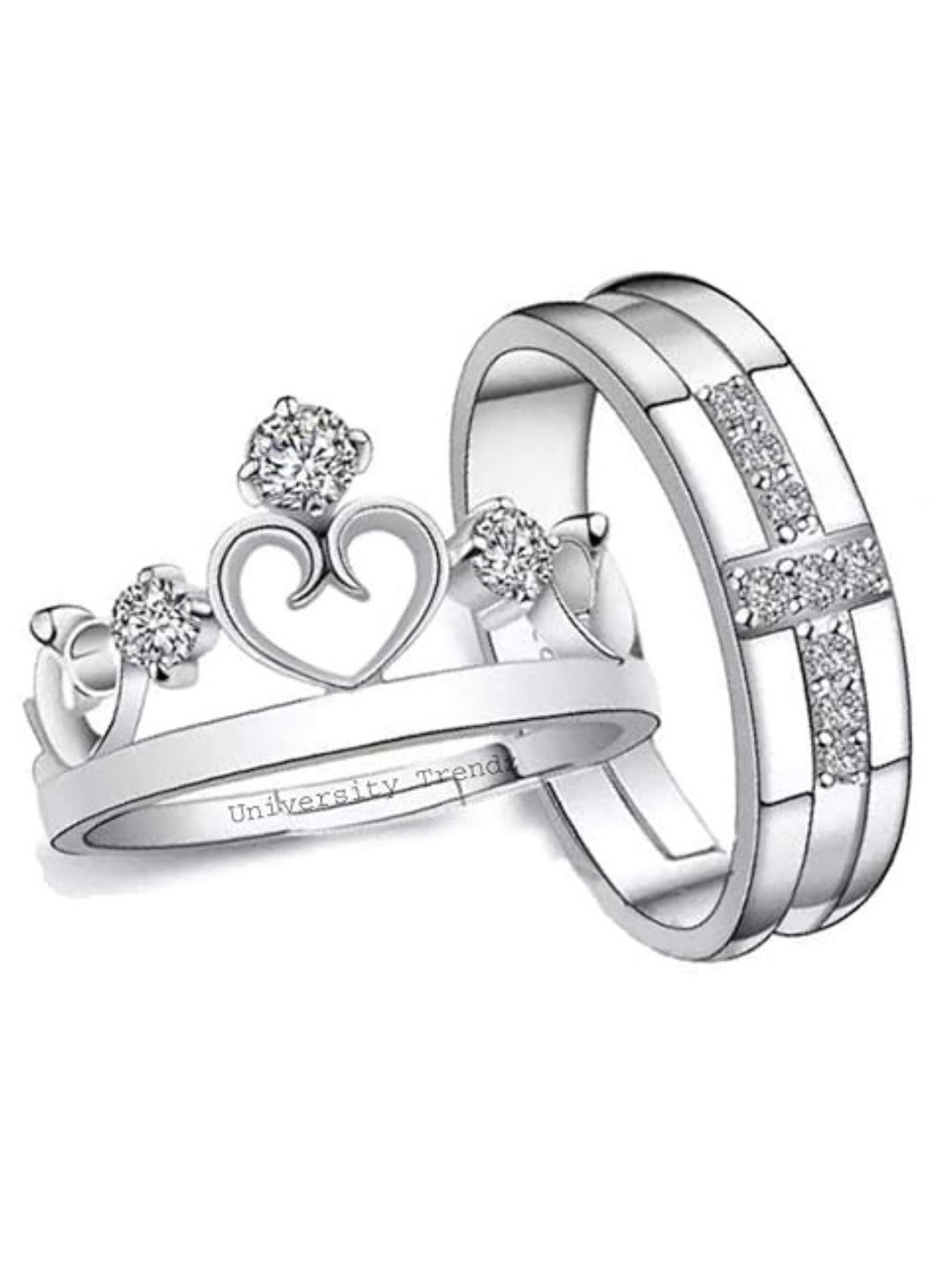 Rhodium Plating Cubic Zirconia Ring Set