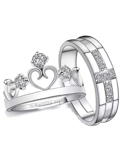 Rhodium Plating Cubic Zirconia Ring Set